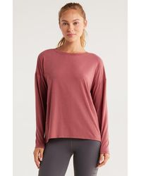 Zella - Breathe Long Sleeve Split Back T-Shirt - Lyst