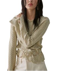 Mango - Mixed Open Stitch Long Sleeve Cotton Sweater - Lyst