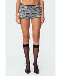 Edikted - Ruffle Camo Mesh Low Rise Micro Shorts - Lyst