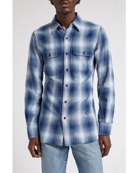 Tom Ford - Ombré Plaid Military Fit Cotton Shirt - Lyst