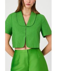 French Connection - Theo Oversize Peter Pan Collar Crop Top - Lyst