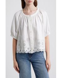 FRAME - The Eyelet Short Sleeve Woven Shirt - Lyst