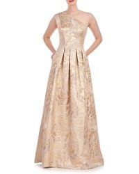 Kay Unger - Carolyn Metallic Floral Jacquard One-shoulder Gown - Lyst