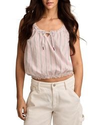 Lucky Brand - Ruffle Tie Neck Cotton Top - Lyst