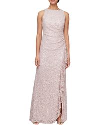Alex Evenings - Sequin Ruched Ruffle A-line Gown - Lyst