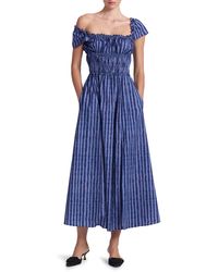 Altuzarra - Lily Stripe Off The Shoulder Stretch Cotton Dress - Lyst