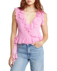 Open Edit - Sleeveless Ruffle Top - Lyst