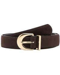 Mango - Oval Buckle Suede Belt - Lyst