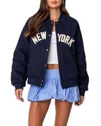 Edikted - Oversized Vintage-Inspired Appliqué Bomber Jacket - Lyst