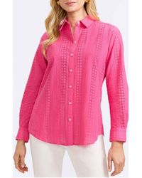 Foxcroft - Zoey Mixed Stitch Button-Up Shirt - Lyst