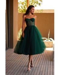 Milla - Strapless Puffy Tulle Midi Formal Occasion Dress - Lyst