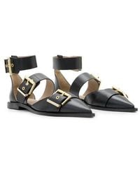 AllSaints - Sutton Ankle Strap Pointed Toe Flat - Lyst