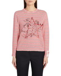Golden Goose - Embroidered Star Stripe Cotton & Linen T-shirt - Lyst