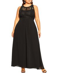 City Chic - Paneled Bodice Maxi Dress In Black At Nordstrom Rack - Lyst