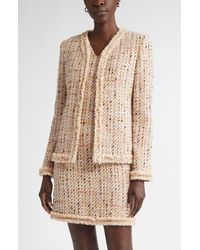 St. John - Susan Fringe Trim Metallic Tweed Jacket - Lyst