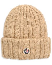 Moncler - Cable Stitch Logo Patch Alpaca & Wool Blend Beanie - Lyst