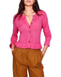 Boden - Josie Ruffle Edge Linen Cardigan - Lyst