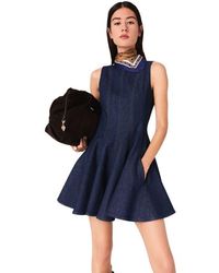 Maje - Short Denim Dress With Ruffles - Lyst