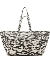 Mango - Zebra Canvas Shopper Bag - Lyst