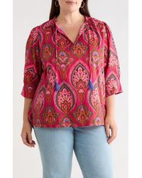 Sugarlips - Azura Paisley Irina Split Neck Top - Lyst