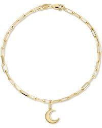 DEVATA - Crescent Moon Charm With Paperclip Chain Bracelet - Lyst