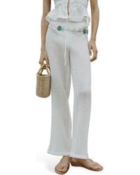 Mango - Satin Drawstring Wide Leg Pants - Lyst