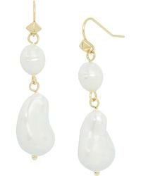 AllSaints - Imitation Pearl Double Drop Earrings - Lyst