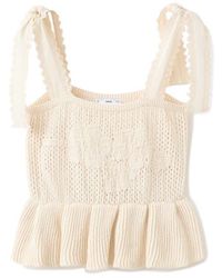 Mango - Amelie Tie Shoulder Crochet Peplum Top - Lyst