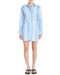 Grey Lab - Stripe Power Shoulder Long Sleeve Shirtdress - Lyst