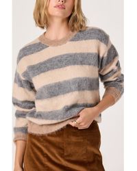 Astr - Fuzzy Stripe Crewneck Sweater - Lyst