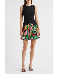 MILLY - Haddy Tulip Rosette Pleated Sleeveless Minidress - Lyst