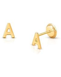 Tiny Blessings - 14K Initial Studs Screw Back Earrings - Lyst