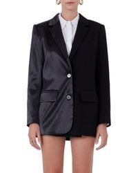 Endless Rose - Mixed Media Satin Suit Blazer - Lyst