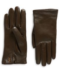 Saint Laurent - Cassandre Logo Cashmere Lined Leather Gloves - Lyst