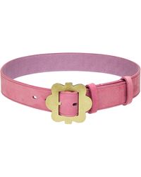 Sky High Farm Workwear Flower Buckle Suede Belt in Black | Lyst