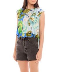 Fifteen Twenty - Sami Scarf Print Tie Hem Sleeveless Top - Lyst
