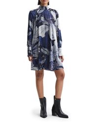 Reiss - Thea Mixed Floral Print Long Sleeve Trapeze Dress - Lyst