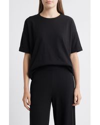Eileen Fisher - Cuffed Sleeve Cotton Crewneck T-Shirt - Lyst