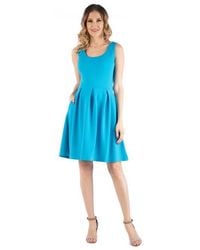 24seven Comfort Apparel - Maternity Sleeveless Pleated Dress With Pockets - Lyst