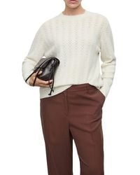 Mango - Metallic Pointelle Cable Knit Sweater - Lyst