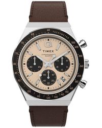 Timex - Q Timex Chronograph Leather Strap Watch, 40Mm - Lyst
