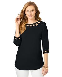 Jessica London - Stretch Cotton Lattice Boatneck Tunic - Lyst