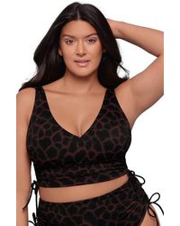 S3 Apparel - Supportive And Sculpting Cinched Adjustable Midkini Swimsuit Top - Lyst