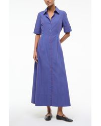 STAUD - Joan Stripe Maxi Shirtdress - Lyst