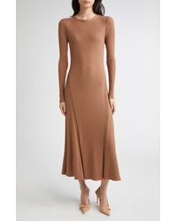 Eleventy - Long Sleeve Wool & Silk Rib Sweater Dress - Lyst