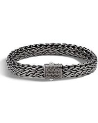 John Hardy Men's Classic Chain Flat Matte Black Silver Bracelet - Metallic