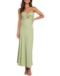 Petal & Pup - Rosetta Cutout Cotton & Linen Strapless Dress - Lyst