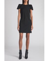 McQueen - Puff Cap Sleeve Stretch Wool Minidress - Lyst