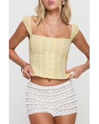 Princess Polly - Lyncher Embroidered Cotton & Linen Bustier Top - Lyst