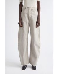 Lemaire - High Waist Cotton Twill Barrel Leg Pants - Lyst